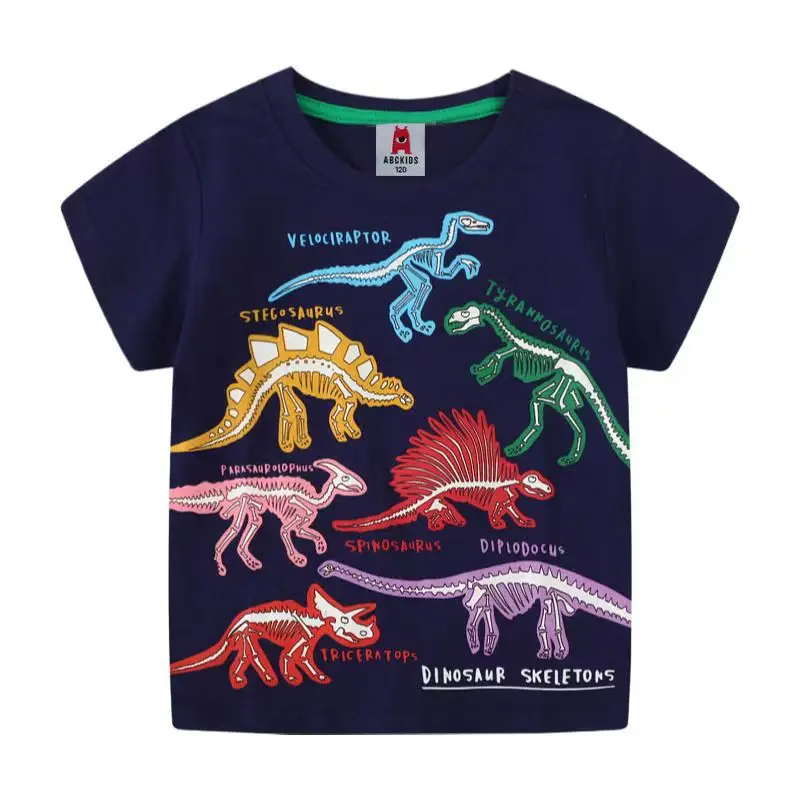 

Children's T-shirt 2025 Summer Edition New Children's Night Light T-shirt Children's Short Sleeve Loose Luminous Dinosaur Top
