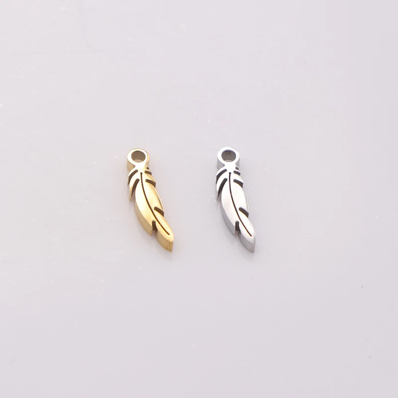 10pcs Small Feather Charm Pendants for DIY Necklace Bracelets
