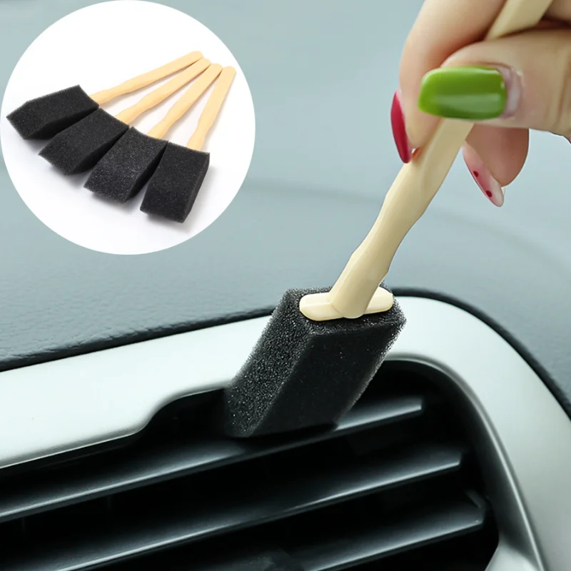 Car Air Ountlet Vleaning Sponge Brush Interior Detailing Dust Removal Air Conditioner Grille Cleaner Brushes Auto Accessories