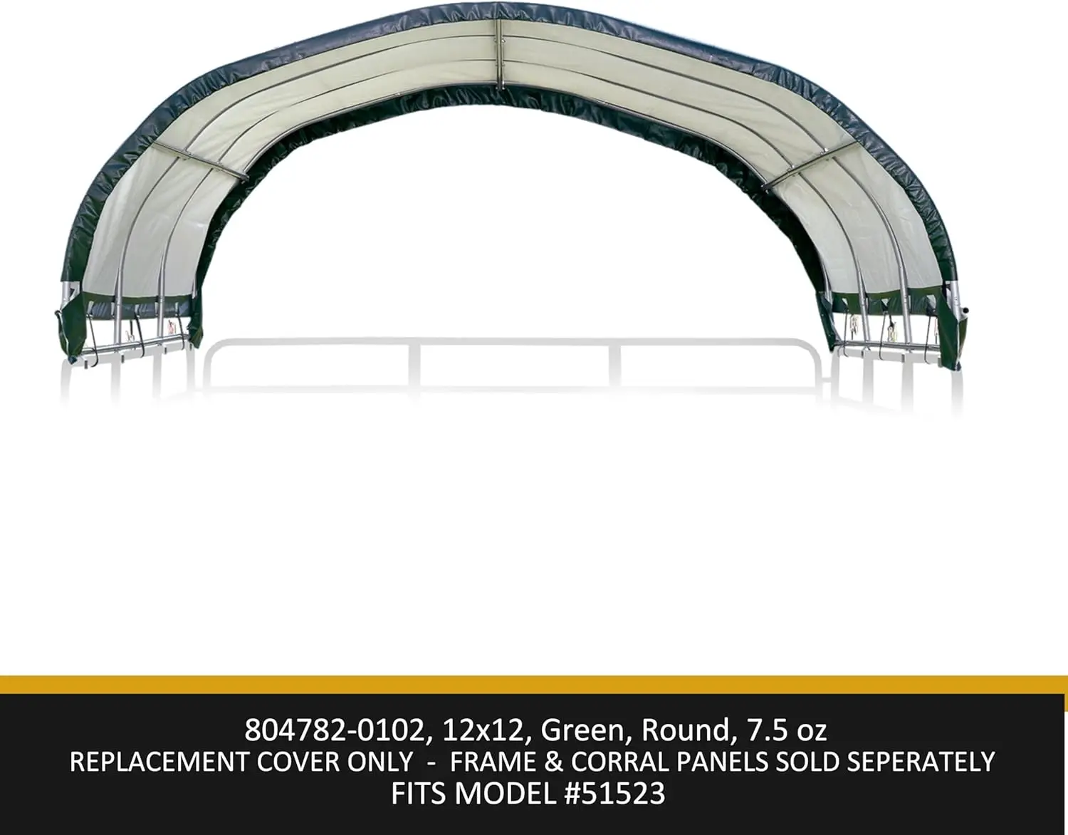 Outdoor Shelter, Cover Material, Green, Standard Replacement for 12x12 ft. Corral Shelter