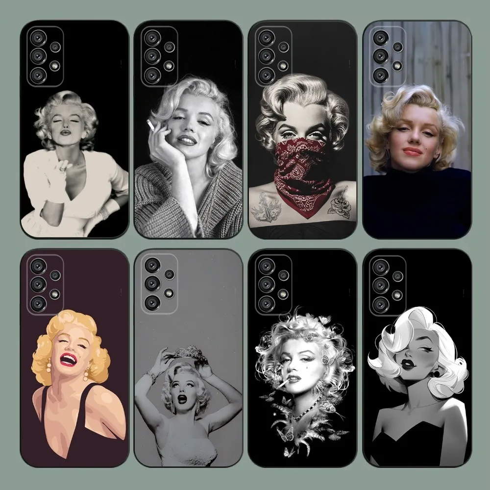 M-Marilyn M-Monroe Retro Phone Case For Samsung Galaxy A20,A21s,A22,A31,A32,A52,A53,A72,73,A80,A91 Soft Black Cover