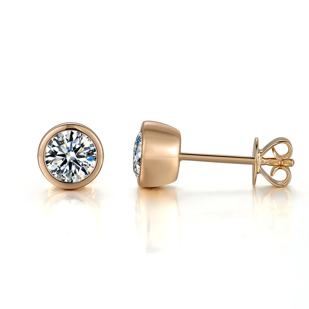 

Provence 925 Silver Bezel Stud Earrings 5mm Def Round Moissanites GRA Cert Classic Fine Jewelry For Women Men Daily Wear