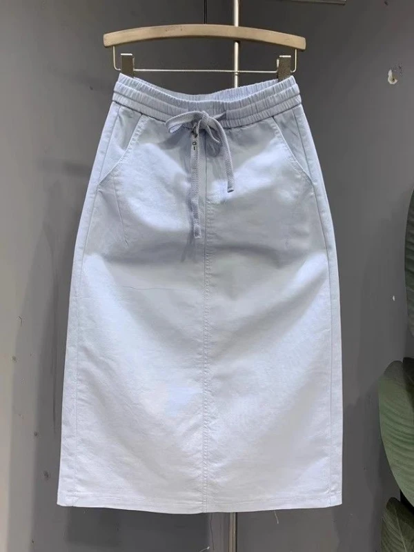 

Slimming A-Line Midi Denim Skirt Trendy Versatile Simple Design Summer New Arrival High Waist Commute Sle Korean Faion