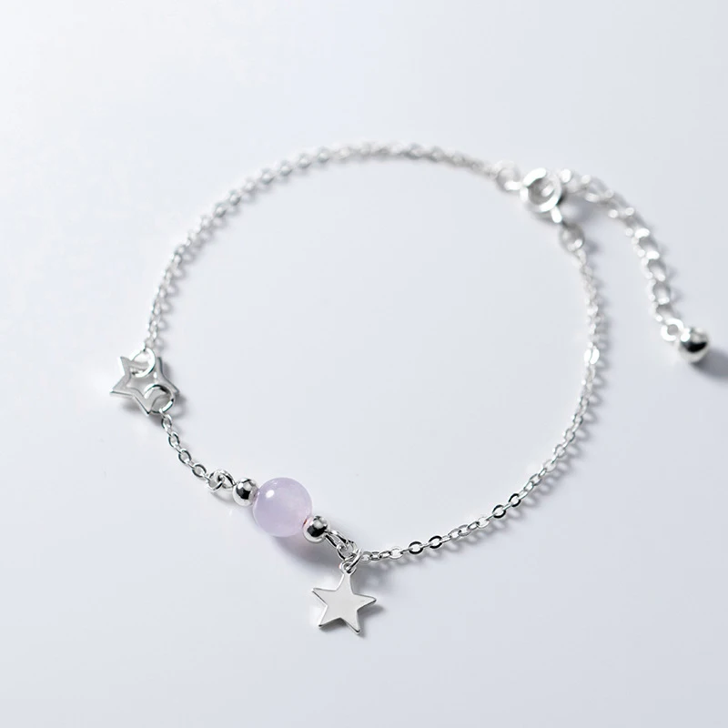 Modian Fashion 3 Color Natural Crystal Star 925 Sterling Silver Bracelet for Women Adjustable Bracelet Fine Jewelry Accessories