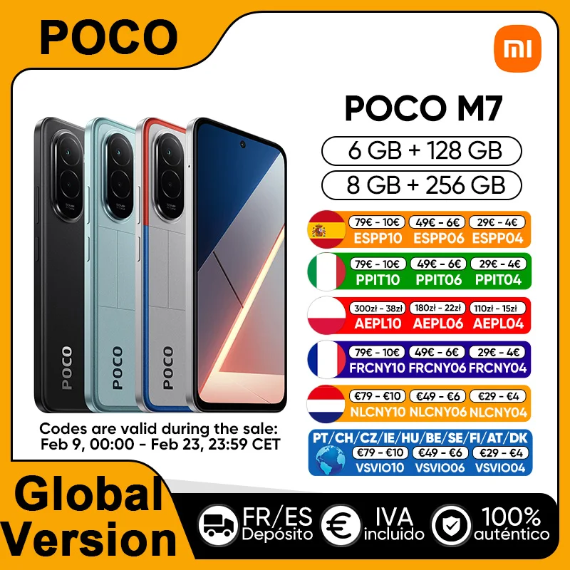 Version mondiale POCO M7 Smartphone Snapdragon ®   Plateforme mobile 685 4G 6,9" FHD + DotDisplay 7000mAh 33W charge rapide IP64 NFC