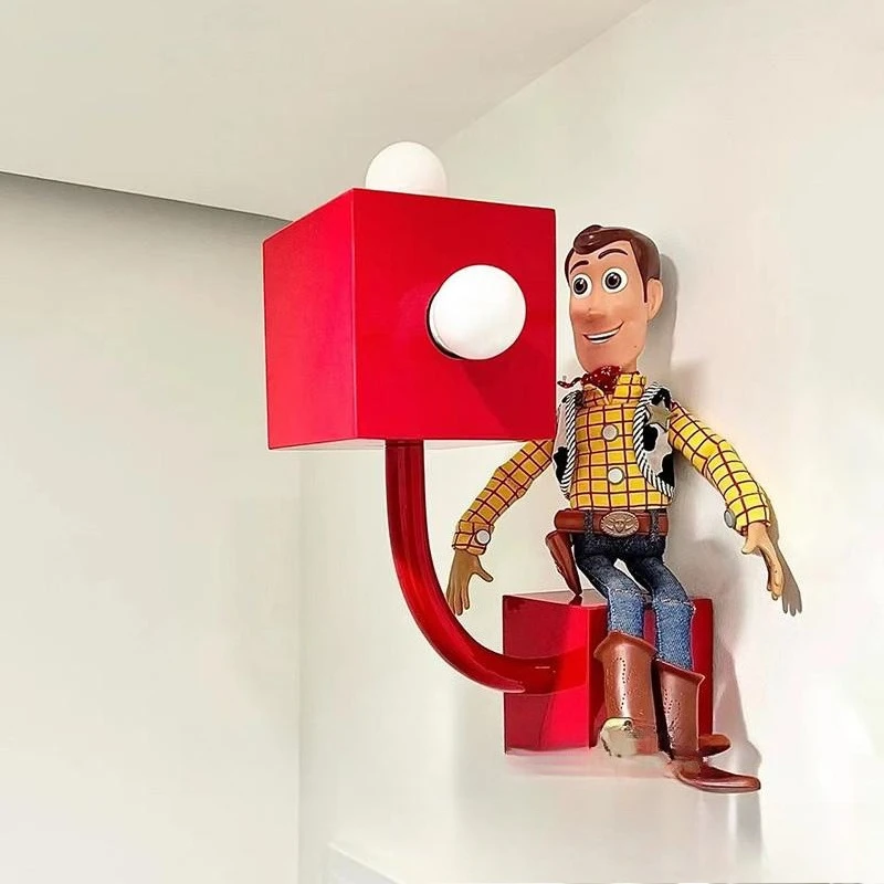 

Bedside wall lamp Bauhaus medieval red children's room bedroom living room background wall lamp