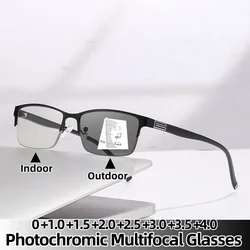 New Photochromic Reading Glasses Progressive Multifocal Far Sighted Eyewear Men Anti-blue Light Eyeglasses Sun Shades Glasses
