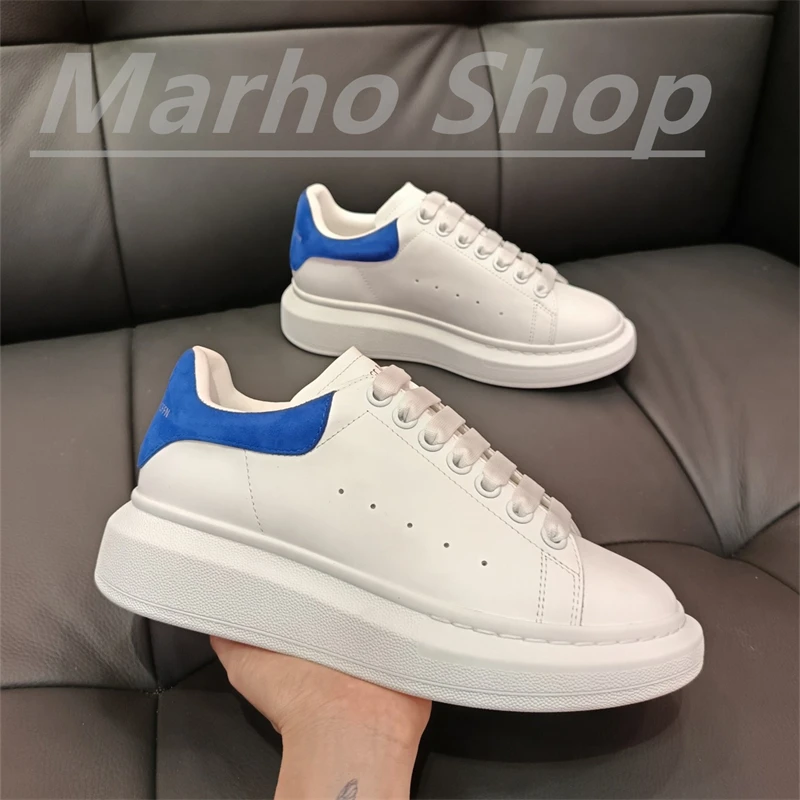 Marca de lujo 2025, zapatos blancos pequeños clásicos para hombres y mujeres, zapatillas informales con plataforma de cuero de alta gama, zapatos de diseñador Unisex para mujer