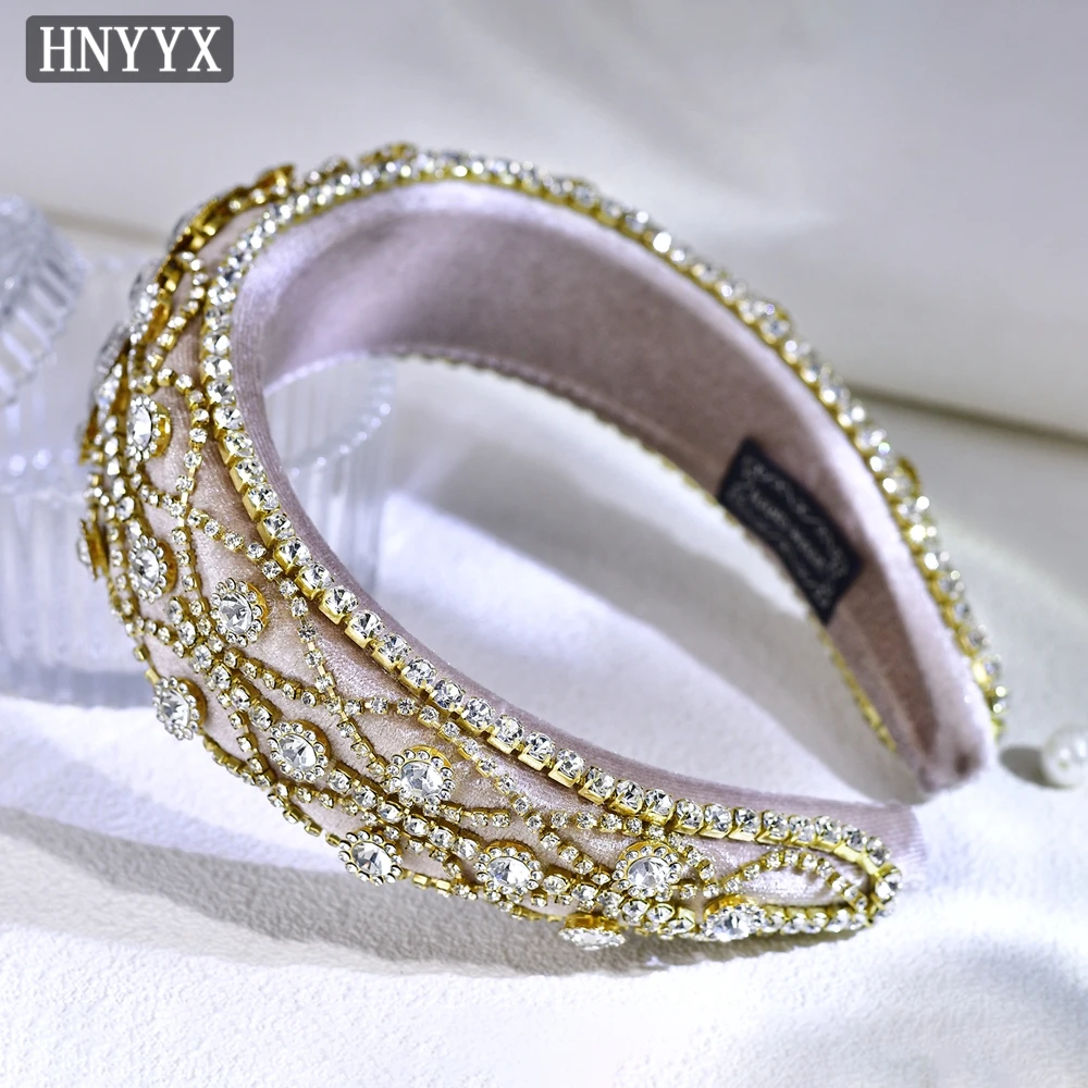 HNYYX Bohemian Rhinestone Hair Accessories Unique Flower Crystal Headband Wedding Bridesmaid Jewelry Hair Tiara Gift A252