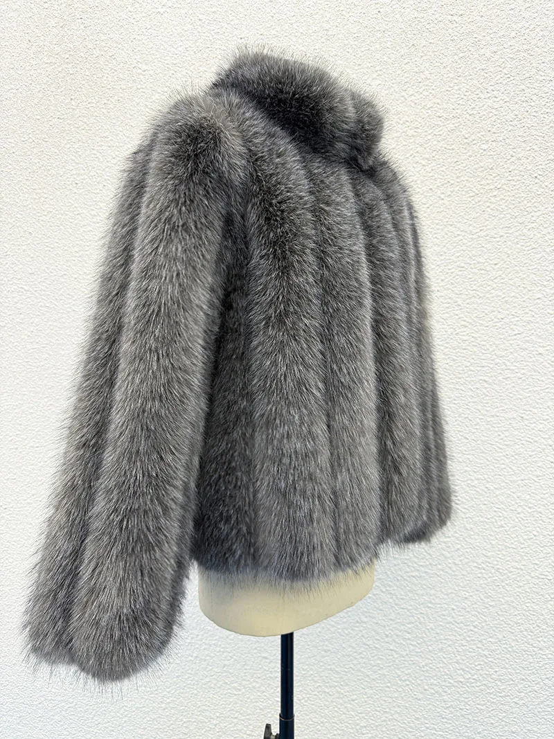 ZADORIN Nieuwe Luxe Patchwork Gestreepte Stand Kraag Nepbontjas Vrouw Kleding Winter Harige Jas Bont Faux Jassen Warme Bont Top