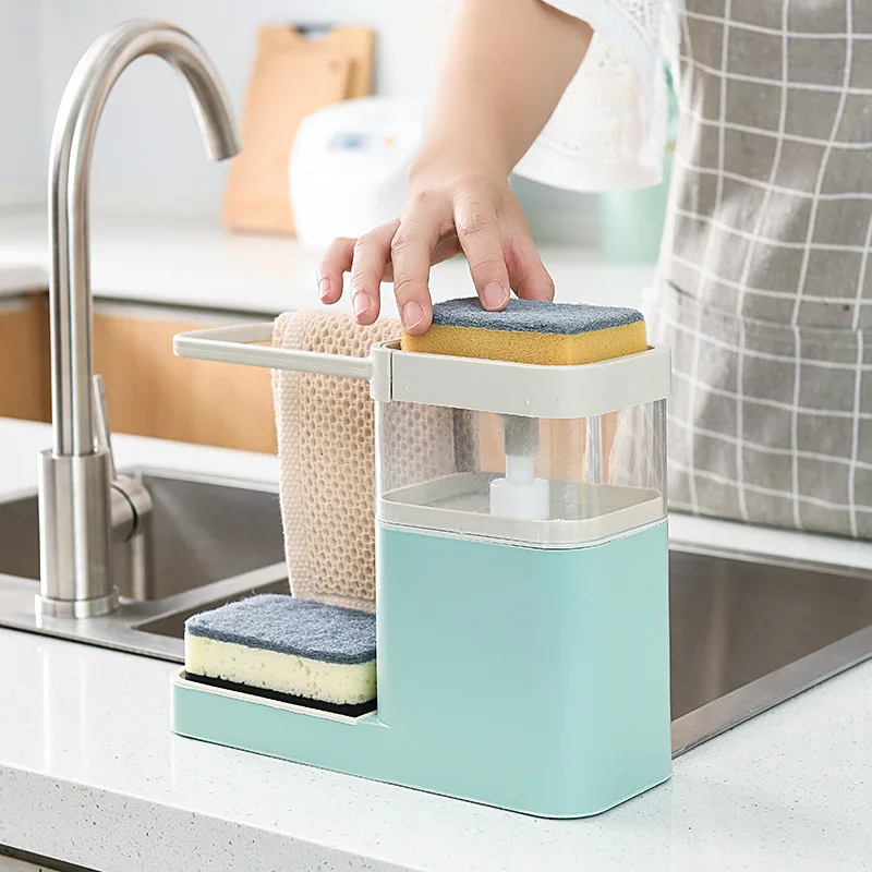 

Sink Storage Liquid Detergent Box Multifunctional Kitchen Press Liquid Box Rag Sponge Rack Dishwasher Drain Rack Tools Organizer