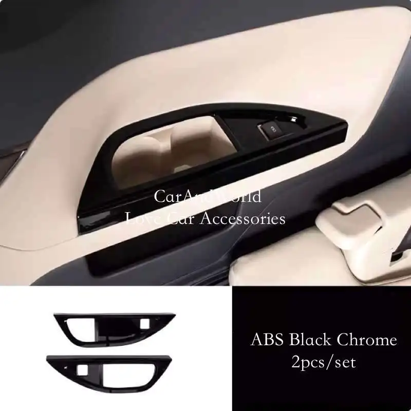 For Toyota Alphard Vellfire 2023 2024 Rear Third Row Armrest Water Cup Frame Cover Trims ABS Chrome ​Car Moulding Accessories