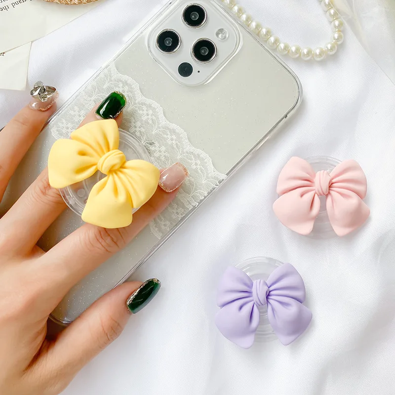 

Cute Colorful Bowknot Phone Holder Griptok Finger Ring Support For iPhone Samsung Xiaomi HUAWEI Grip Tok Socket Holder Girl Gift