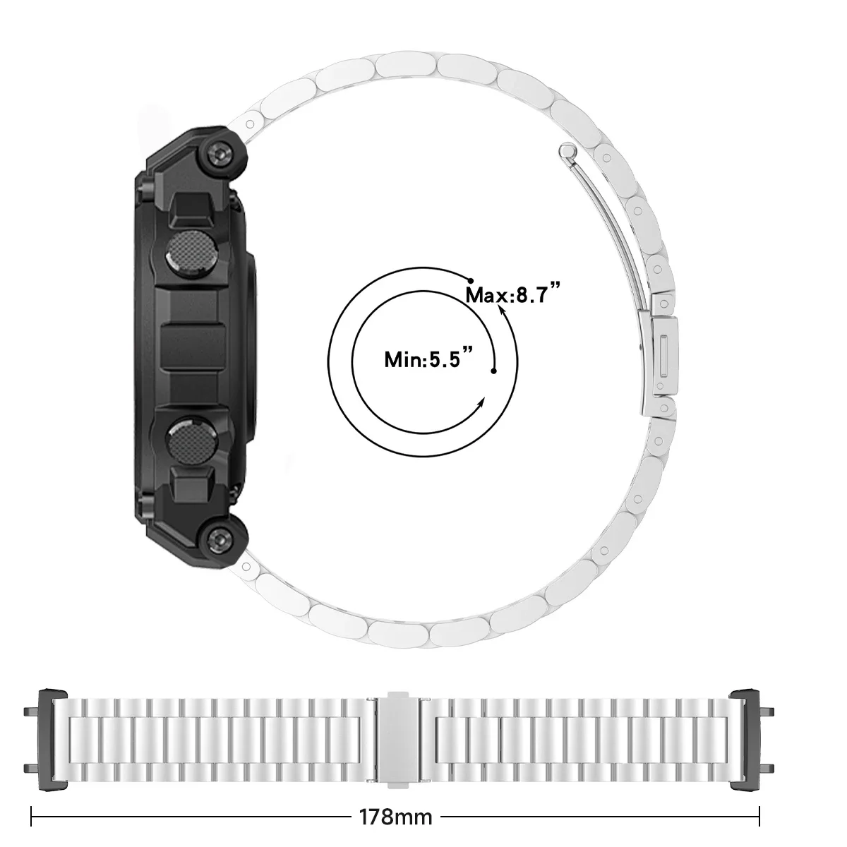Para amazfit t rex 3 pulseira de aço inoxidável para amazfit t rex pro/t-rex pulseira de metal amazfit t-rex 2 cinta amazfit tex bandas