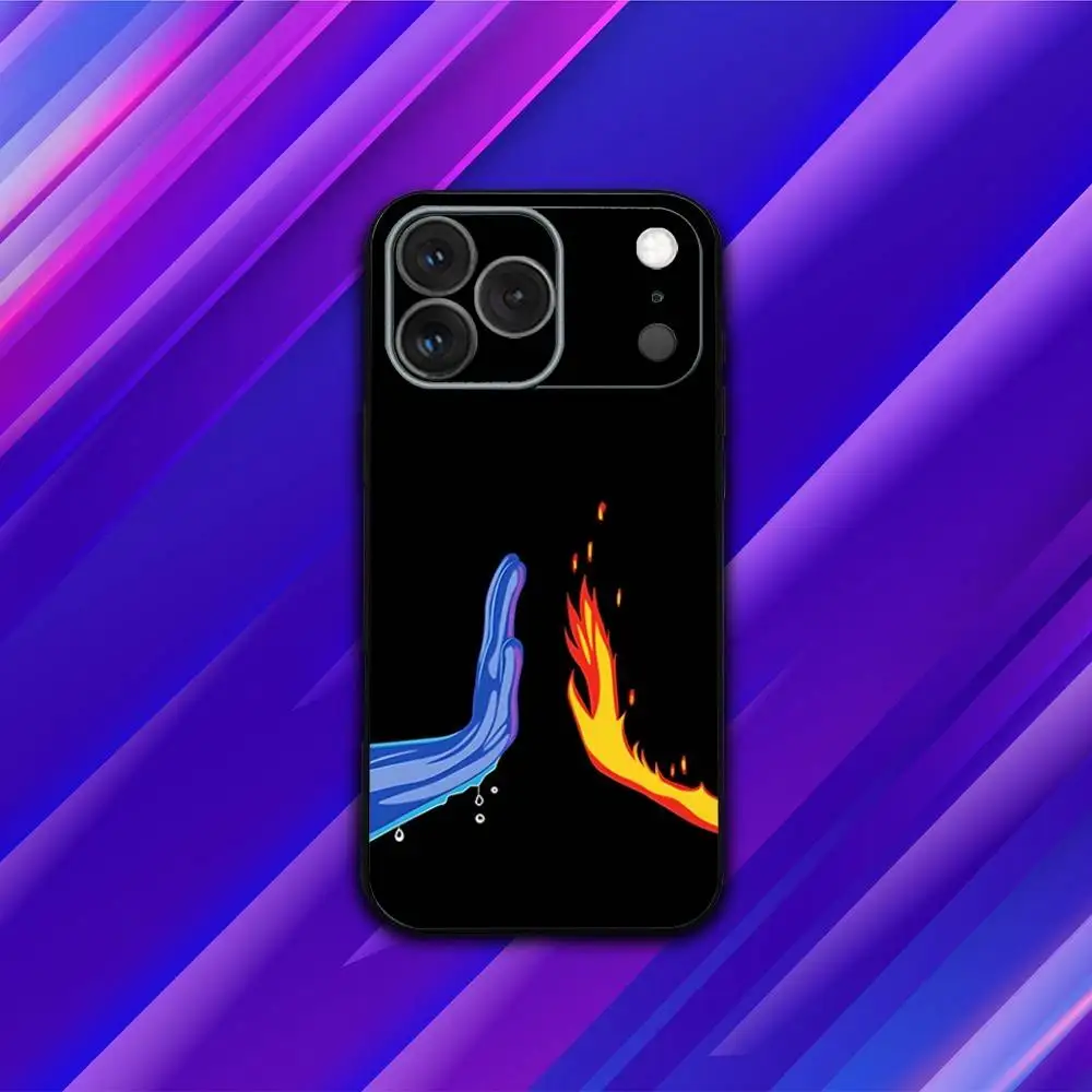 P-Pixar Cartoon ElementalS Capa de telefone para iPhone 17,16,15,14,13,12,11,Pro,Max,Plus,X,XS,SE4,E,Mini, capa preta macia