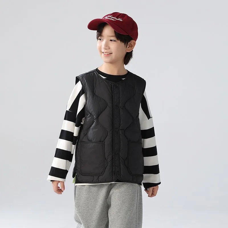 

Thermal Kids Down Vest Fleece Lined Boys Girls Large Size Winter Jacket Warm Insulated Trendy