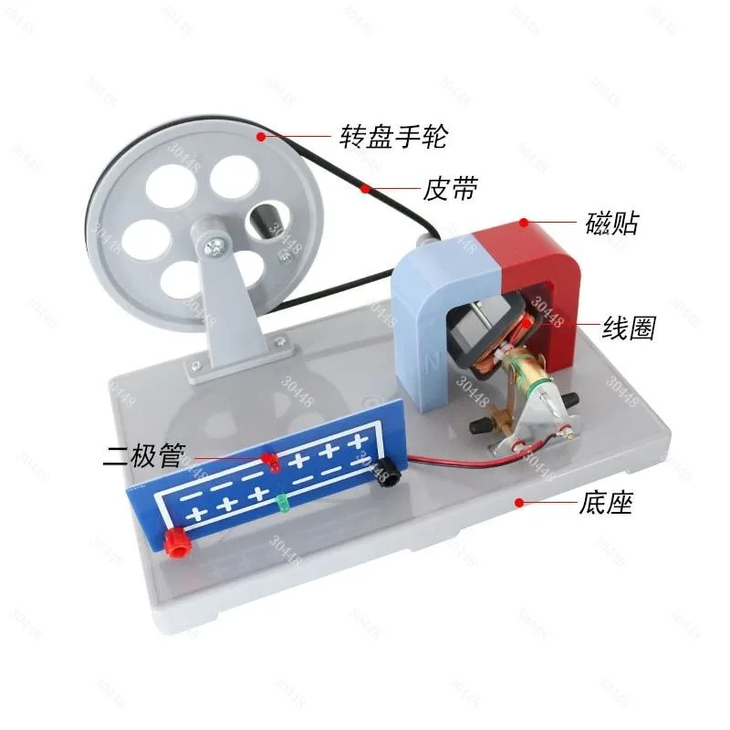 Hand Crank AC/DC Generator Physics and Electromagnetism Experiment Kit