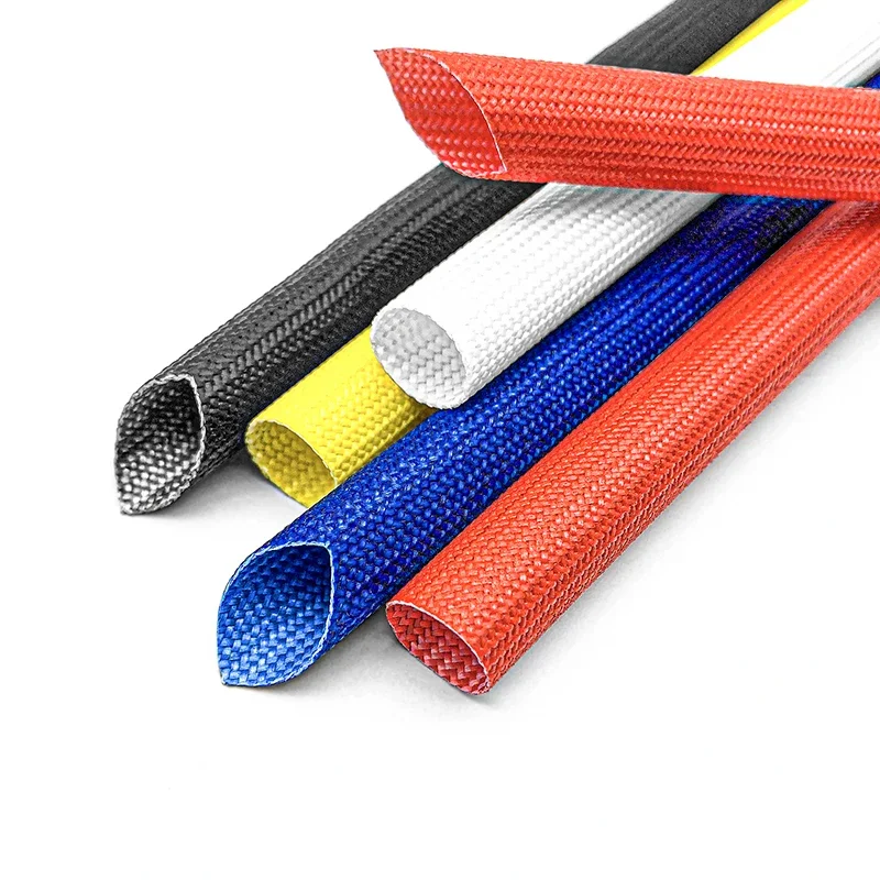 Fiberglass Tube 1-30mm Silicone Resin Coated Insulated Soft Chemical Glass Fiber Braided Sleeve High Temperature Pipe Wire Wrap