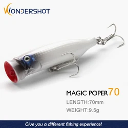 Wondershot B05 Popper Fishing Lure 70mm 9.5g Topwater Hard Bait Artificial Bass Wobblers Crankbait Pesca Fishing Tackle