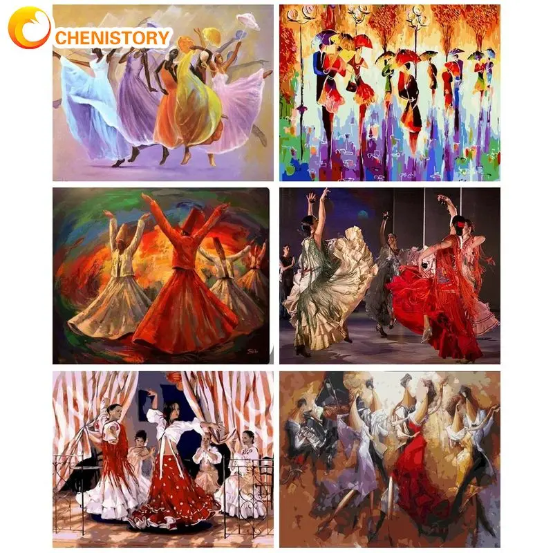 

CHENISTORY DIY Oil Painting By Numbers Color Dancer Woman Figure Paint By Number Hand Painted Unique Gift 60x75cm Frame Photo