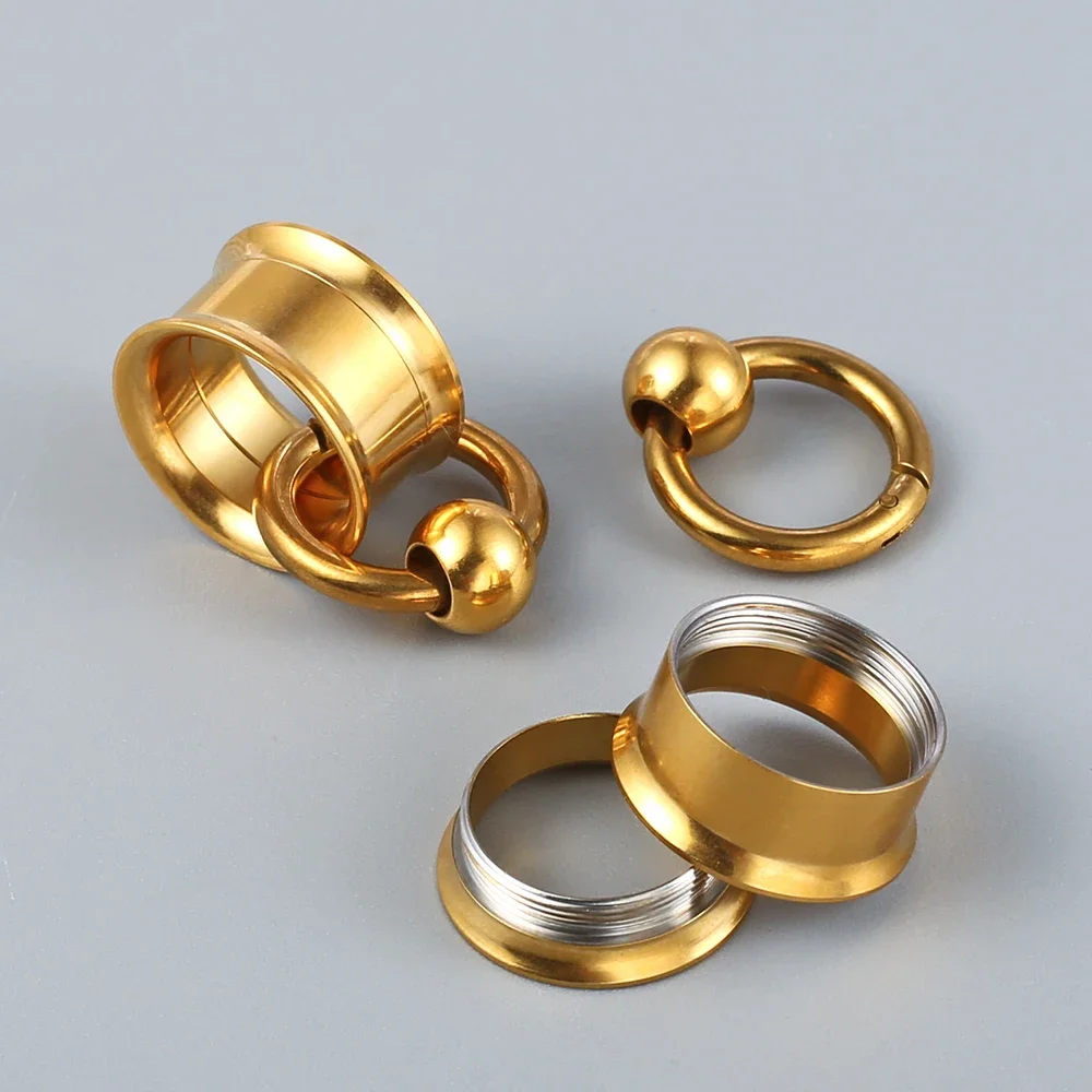 2 قطعة/مجموعة الفولاذ المقاوم للصدأ جولة الأذن مقاييس المقابس المتوسع الأذن الشماعات نفق ثقب النساء مجوهرات للجسم نقالة ترصيع #6