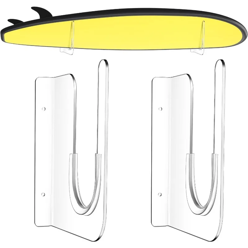 

Yousoontic Surfboard Wall Mount Rack Clear Acrylic Wall Surfboard Display Horizontal Storage Holder for Short Board Holds 50 Lbs