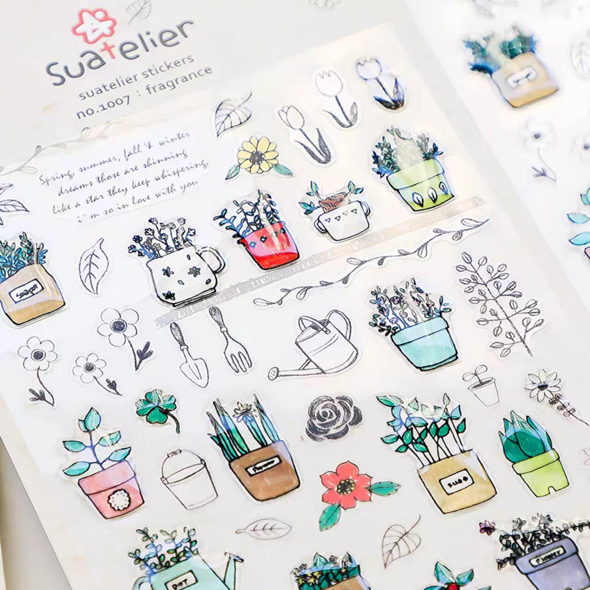 Koreańskie naklejki PVC Suatelier z roślinami doniczkowymi do scrapbookingu DIY, pamiętnika podróżnego, artykuły papiernicze, przybory szkolne. — zdjęcie 5