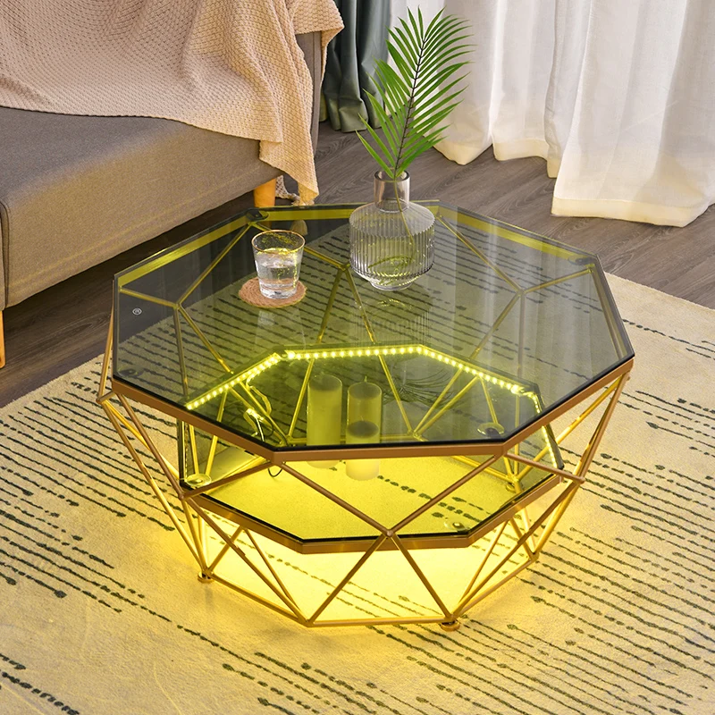 

Lamp Transparent Side Table Glass Decoration Industrial Aesthetic Side Table Designer Standing Mesas Bajas Postmodern Furniture