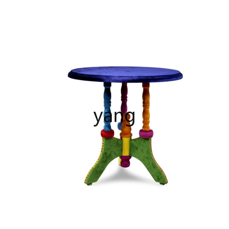 

Yjq Designer Contrast Color Solid Wood Coffee Table Simple Small round Table Small Apartment Sofa Side Table