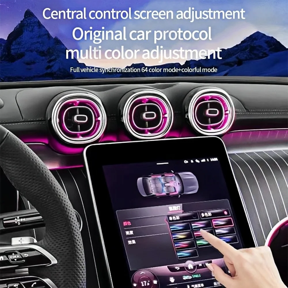 For Benz C Class W206 2022-2026 64 Colors LED Ambient Light Kit 4D Rotating Tweeter Turbine Vent Outlet Seat Light Car Accessori view 6