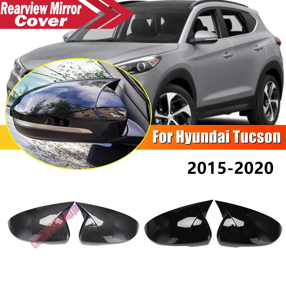 For Hyundai Tucson 2015-2020 ABS Car Rearview Side Mirror Cover Wing Cap Exterior Door Trim Adhesive Sticker