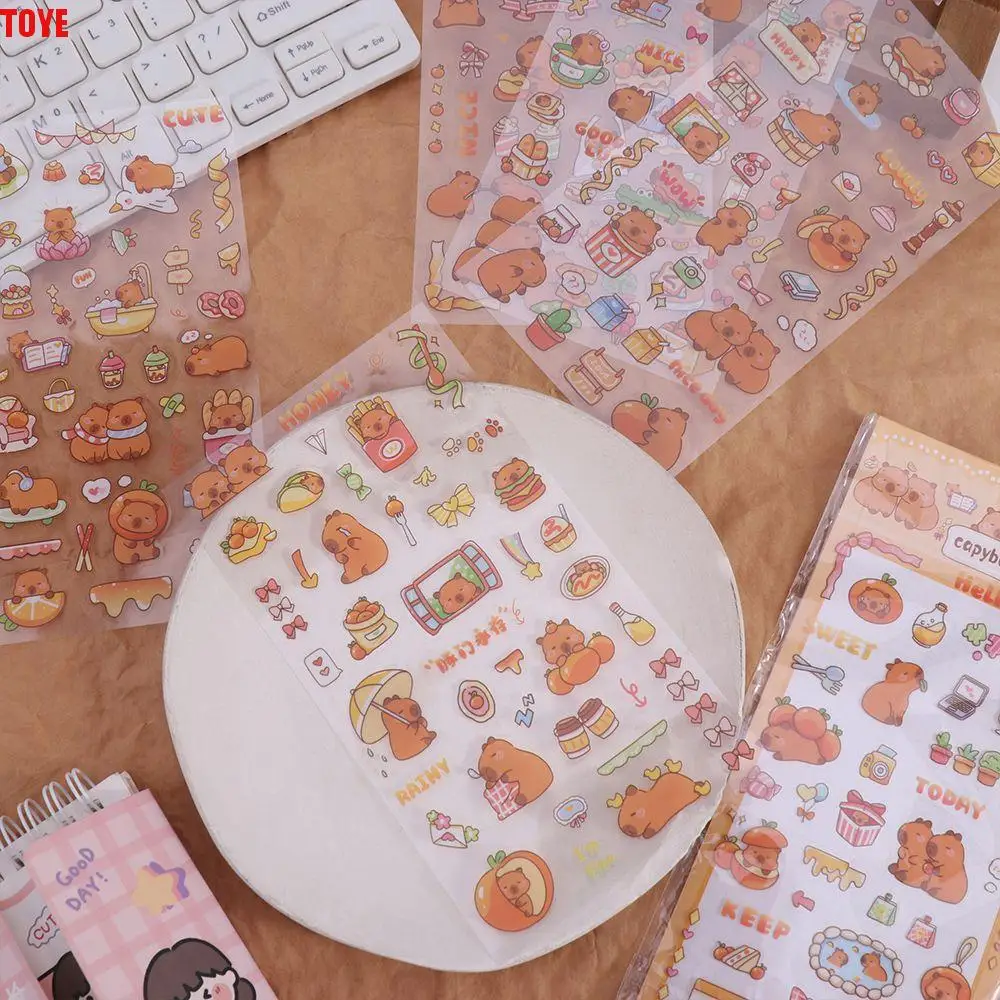 Capibara Stapelen Capibara Stickers Grappige Mode Baden Capibara Stickers Papier DIY Cartoon Kapibara Sticker Verjaardagscadeau