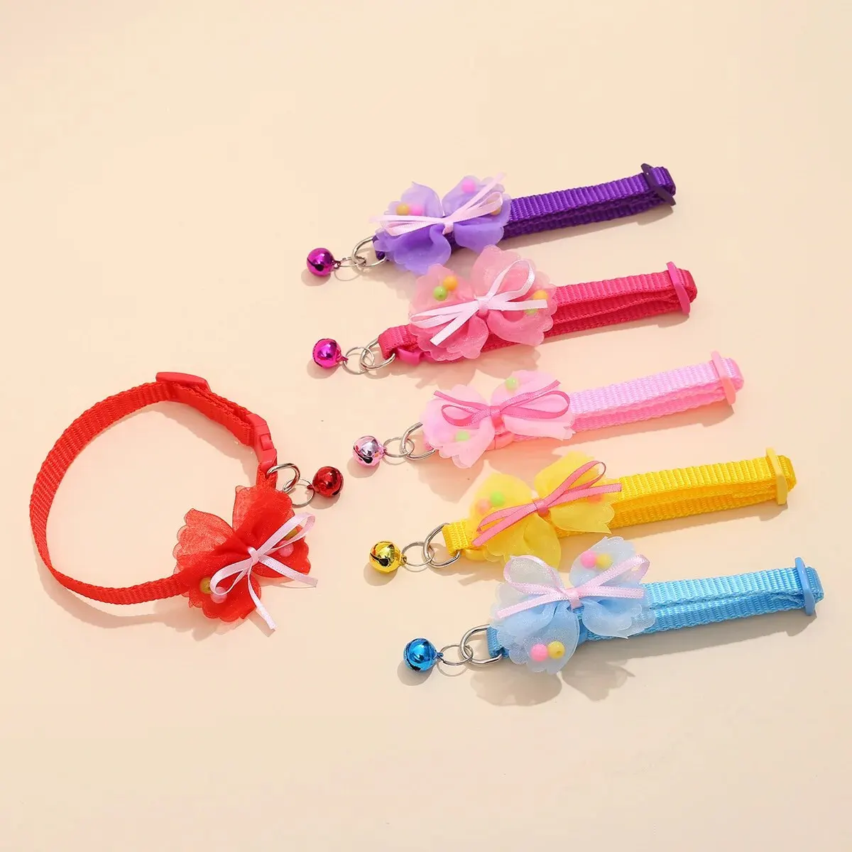 1 PC Adorable Pet Collar with Bow, Bell, and Ribbon - Ideal for Dogs and Cats!