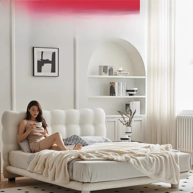 

Fabric bubble princess bed, master bedroom light luxury double children's bed