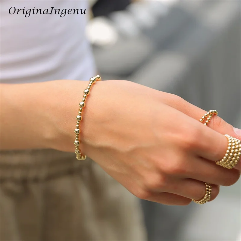 14K Gold Filled Stacking Stretch Elastic Gold Bracelet Handmade Bracelet Waterproof Tarnish Resistant Jewelry Vintage Bracelet