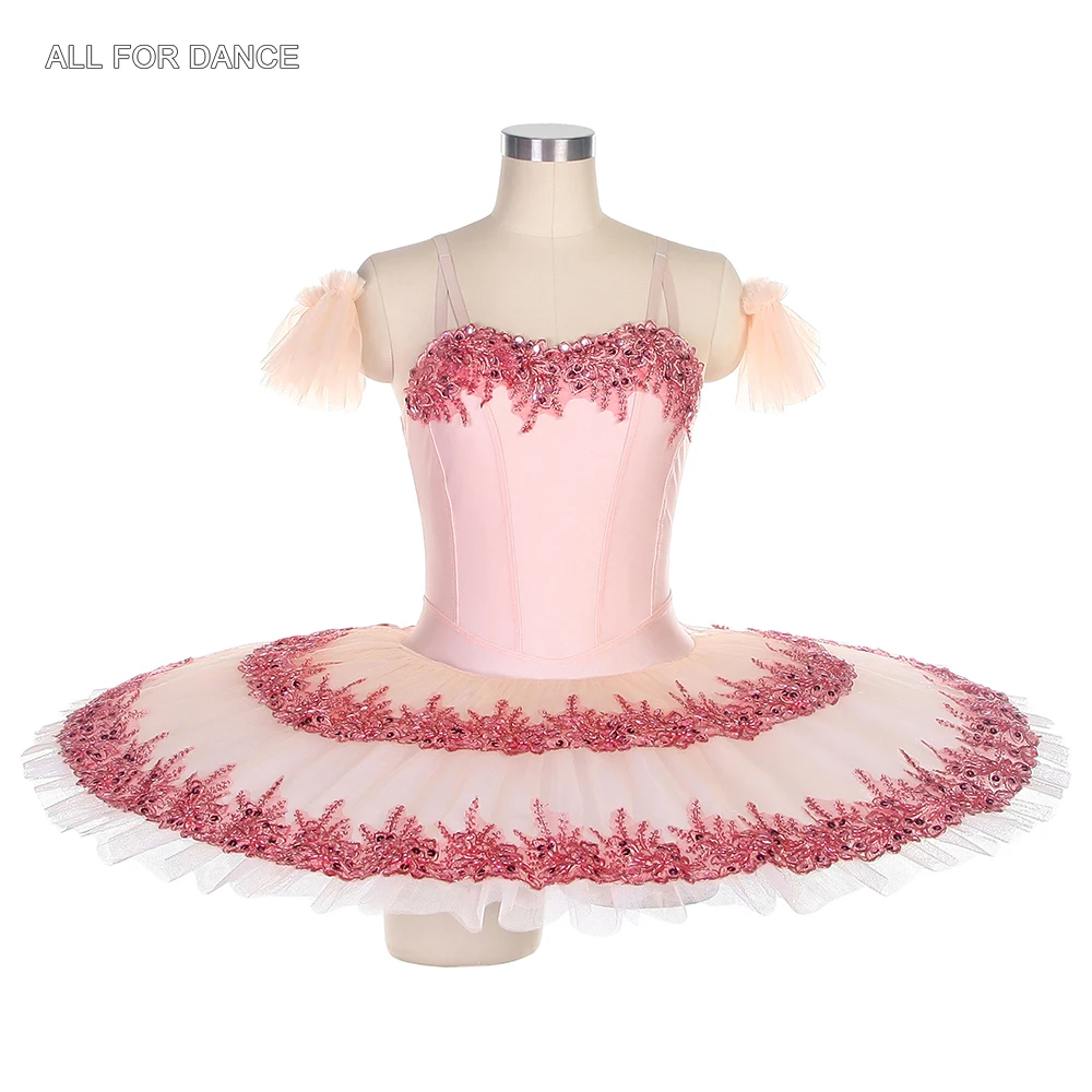 BLL463 Pale Pink Spandex Bodice Pre-professional Ballet Dance Tutu Girls & Women Stage Performance Costumes  Pancake Tutu