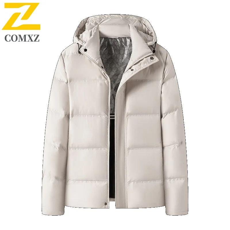 

COMXZ зимняя мужская короткая куртка-пуховик для альпинизма, утепленная теплая куртка-пуховик, классическая повседневная одежда с капюшоном, ветрозащитная парка