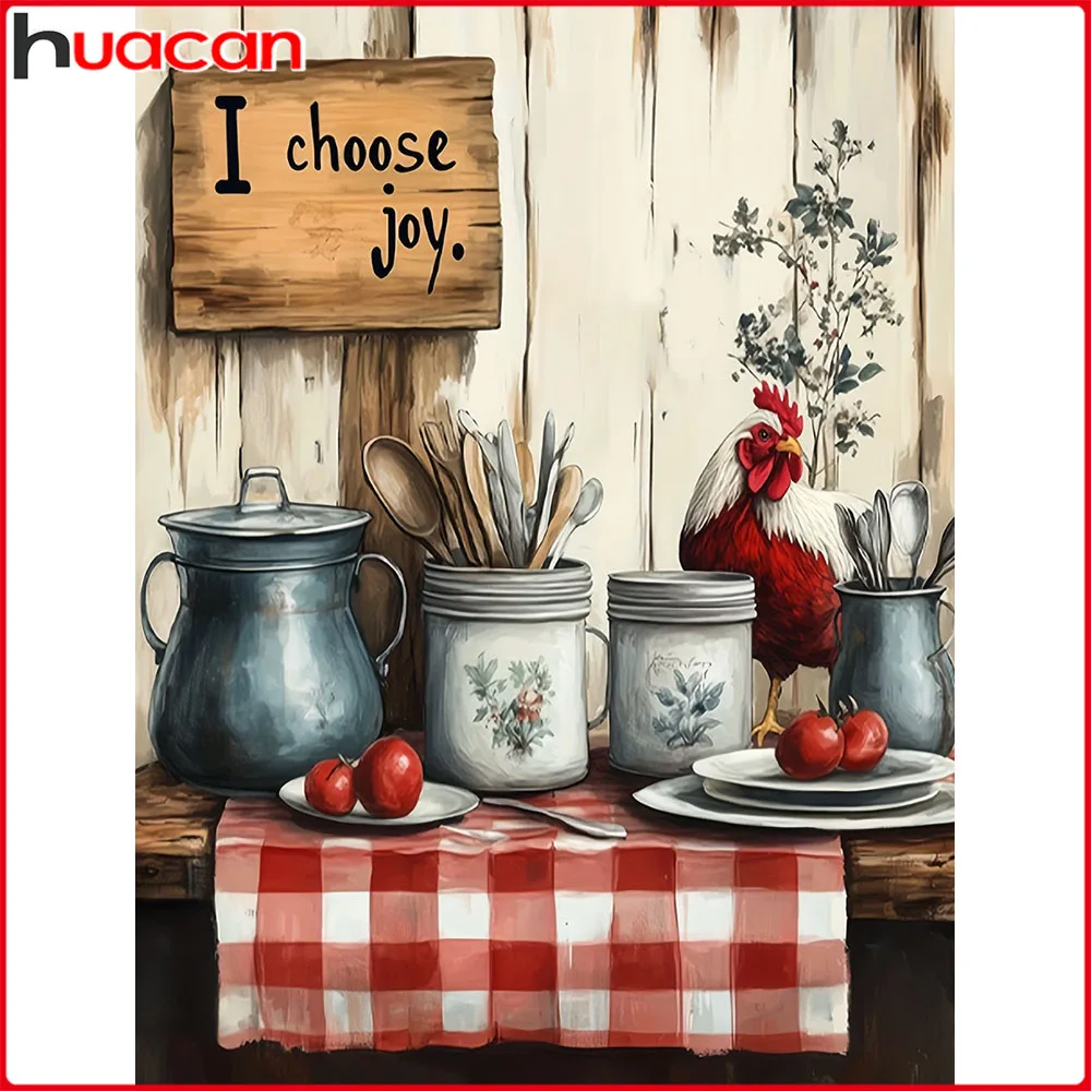 

Huacan 5D DIY Алмазная картина Кухонная тарелка Алмазная мозаика Пейзаж Животное Новая коллекция 2025 Декоративные картины