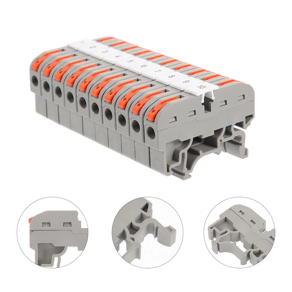 

20 set Din Rail Terminal Blocks Electrical Wire Connectors Mini Low Voltage Brass Retardant Impact Resistant Easy