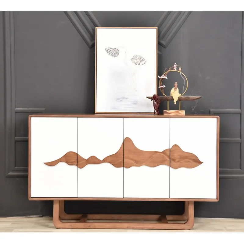 Modern Chinese Entryway Shoe Cabinet Solid Wood Hand Painted Storage Console Light Luxury Decorative Furniture for Home Hall