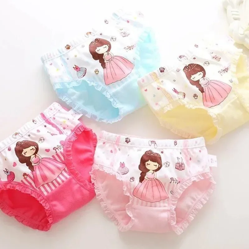 5PC Girls Briefs Cotton Underwear Cute Printing Panties Kids Breathable Soft Underpants Girls Boxer 2-12Years