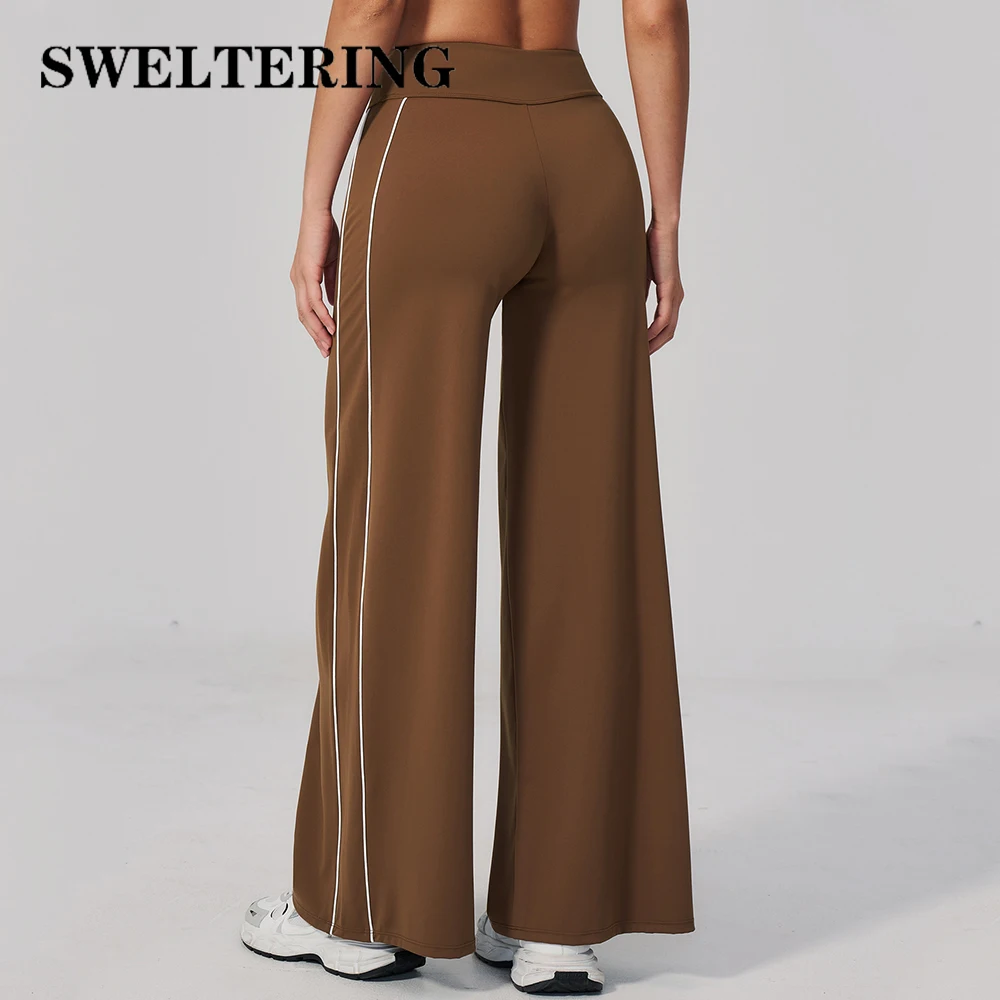 Yoga Pants Women High Waist Wide Leg Trousers Tummy Control Straight Workout Sports Pants Female Casual Fitness Bell-bottoms