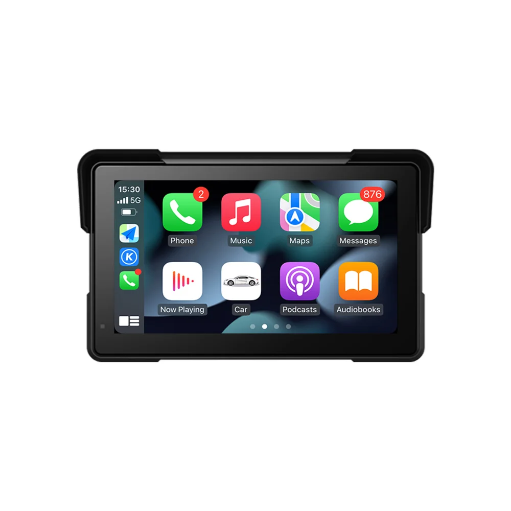 5 inch Portable Motorcycle Display IPX7 Waterproof Monitor Bluetooth For Wireless  Carplay Android Auto Dual Recorder Navigation