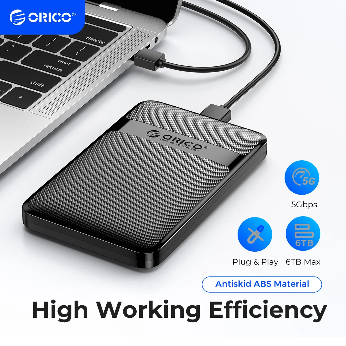 ORICO External Hard Drive Enclosure for 2.5'' SATA SSD HDD with UASP Compatible with WD Seagate Toshiba Samsung Hitachi PS5 Xbox