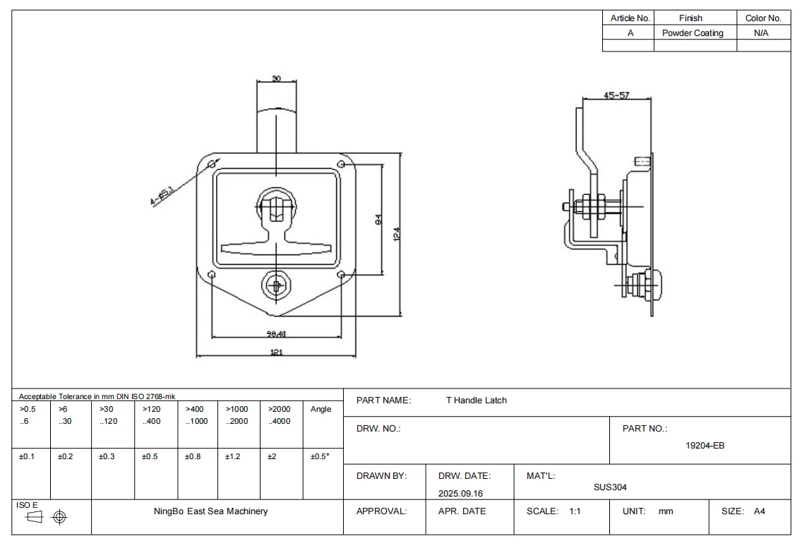أسود قابل للطي T مقبض قفل راحة أقفال باب الخزانة شاحنة مقطورة أداة صندوق مجداف مزلاج مع مسمار #6