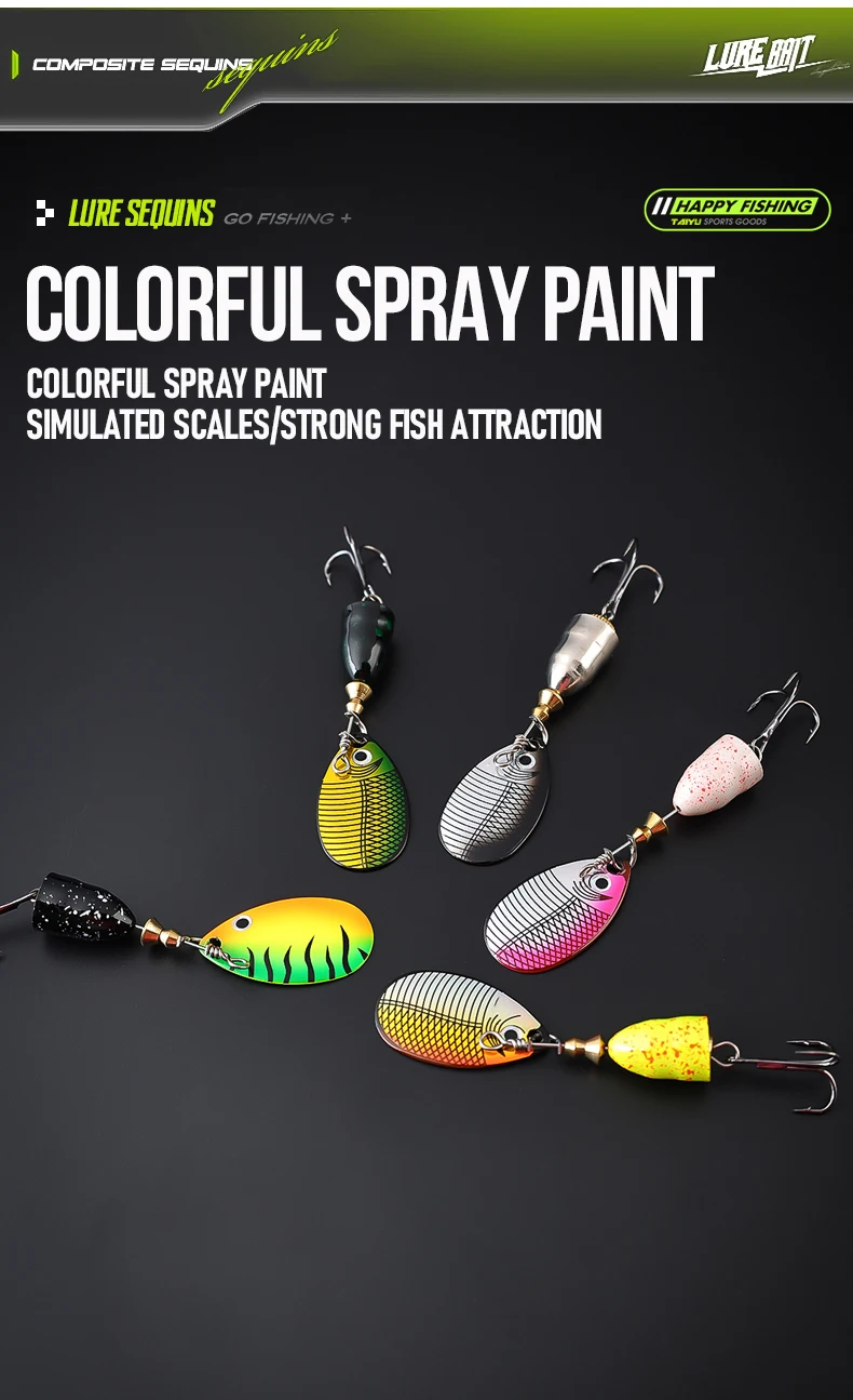 TAIYU 5er-Pack 9cm 10g Composite Spinnerbait Angelköder, Laser-Rotierende Flügel, Geräuscharm Anlockende Angelköder-Set – Detail 6