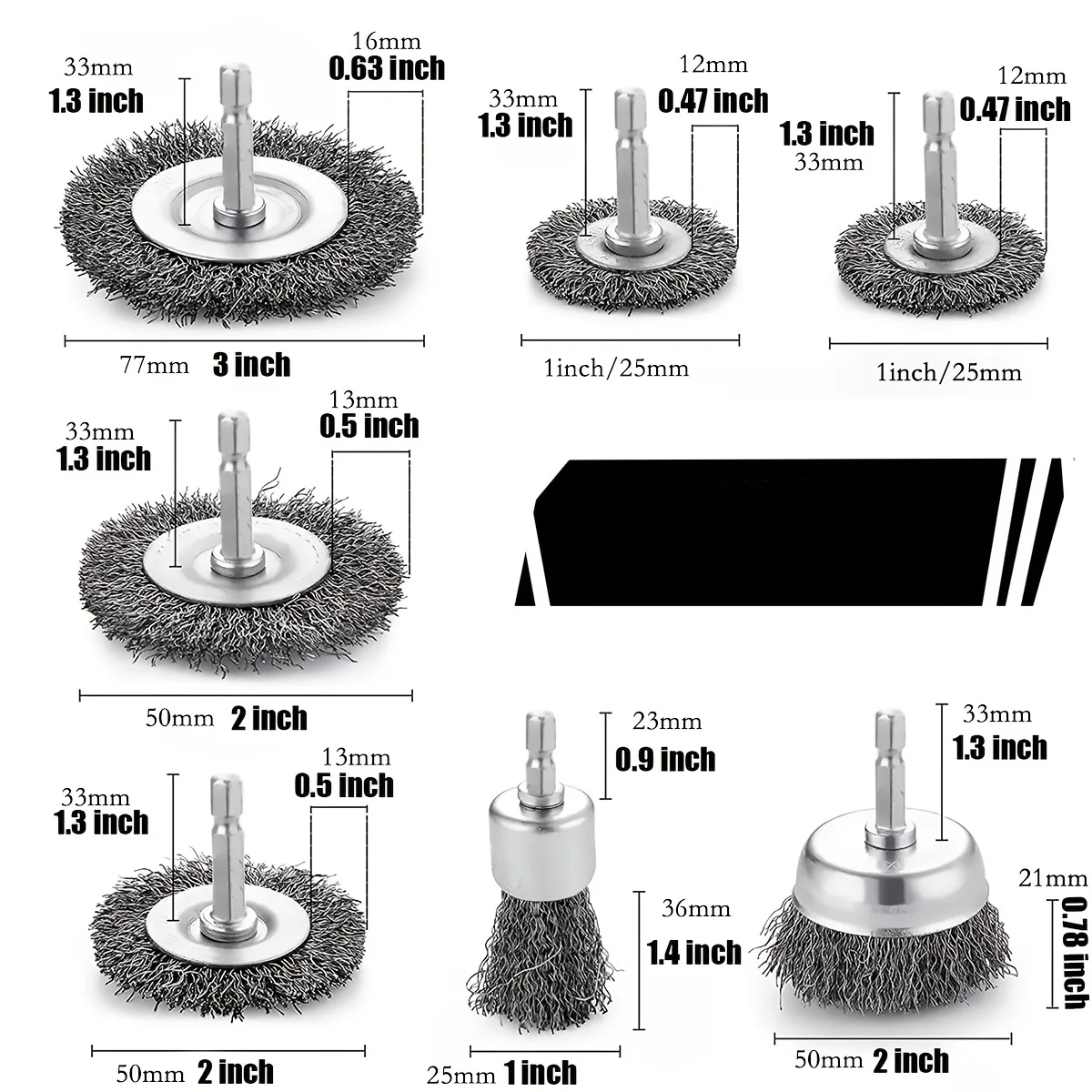 Wire Brush Wheel Cup Brush Set 10 Pack,Wire Brush for Drill 1/4 Inch Hex Shank 0.012 Inch Coarse Carbon Steel Crimped Wire Wheel