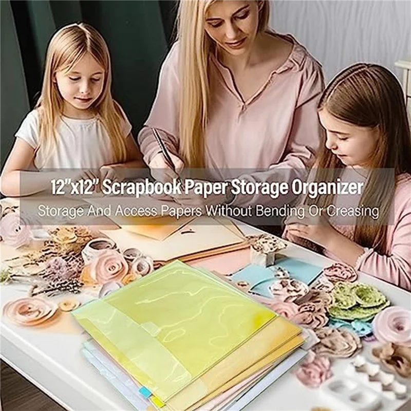 

60-Piece Scrapbook Paper Storage Organizer,For 12 X 12 Inch Scrapbook Paper, Vinyl Records, And Cards Stock