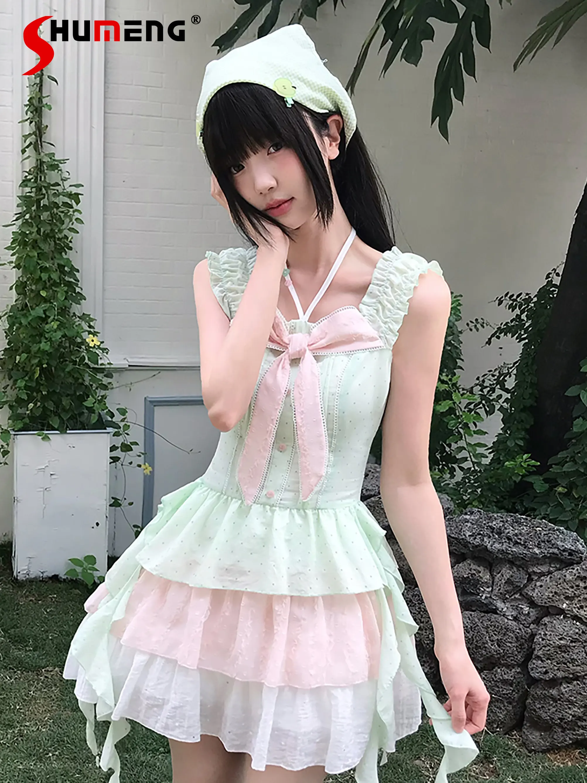 

Sweet Lolita Suspender Dress Jsk for Women New Summer Japanese Sweet Girls Kawaii Cute Slimming Short Casual Dress Vestidos