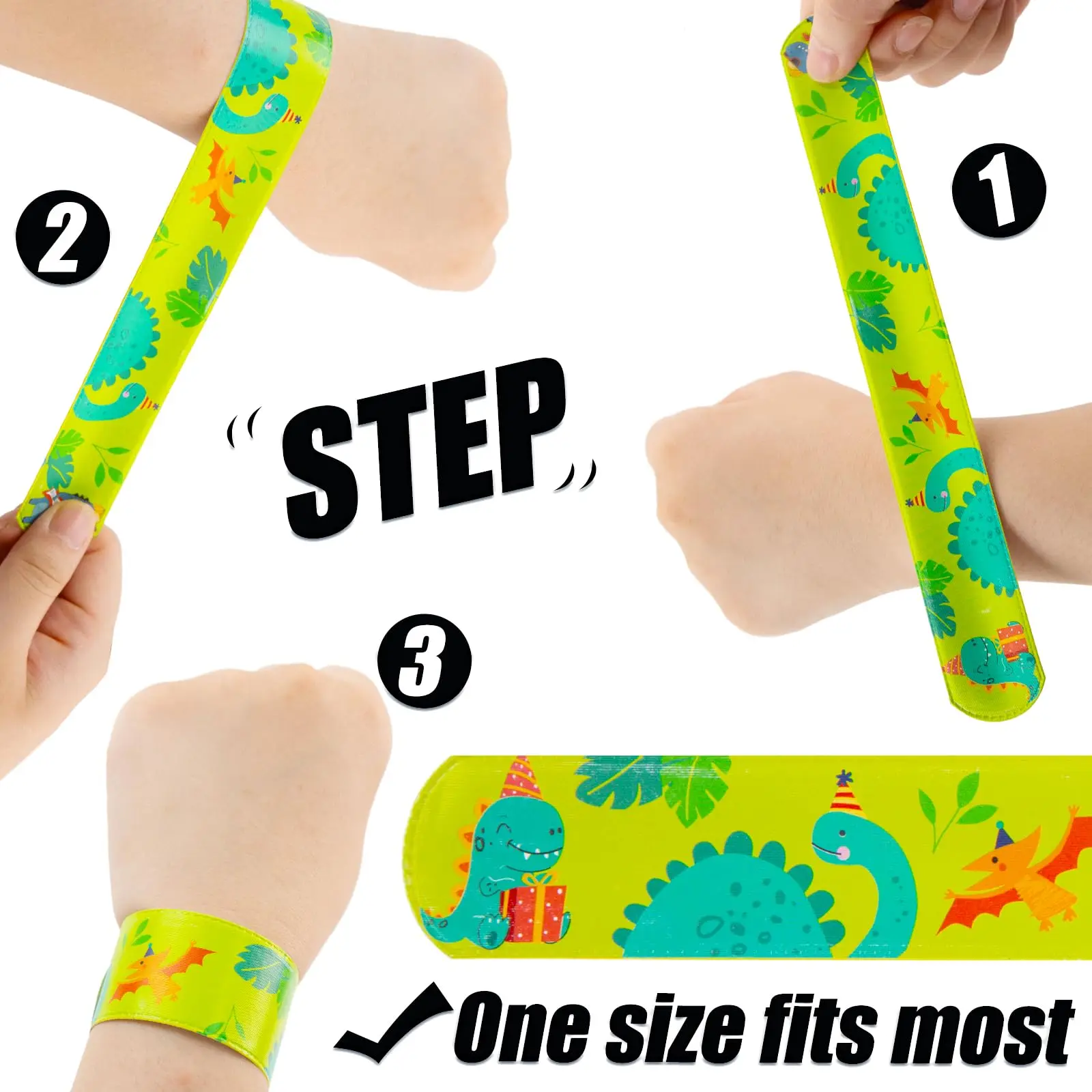 10/20/30/40Pcs Kids Slap Bracelets, Wristbands Bulk Tie Dye Bracelets Dinosaurs Mermaid Space Galaxy for Party Favors